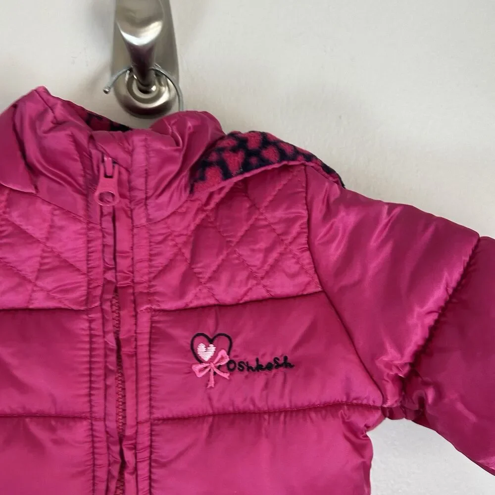 OshKosh Jacket Coat Girls 12M Pink Insulation Hooded Parka Ski jacket Puffer